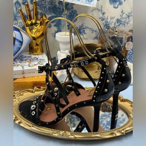 🆕 KURT GEIGER LONDON 🧿 NWOB Mini Bow Eyelet Heel Sandal, Black - Sz 39 US 8.5 - Picture 10 of 14